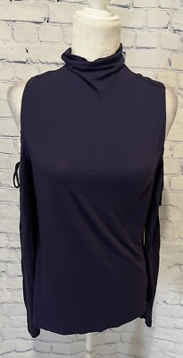 Michael Kors cold shoulder turtle neck blue shirt size medium. 