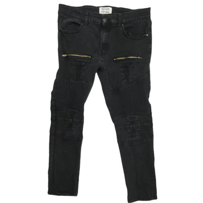 Moto Straight Leg Denim Jeans Black 