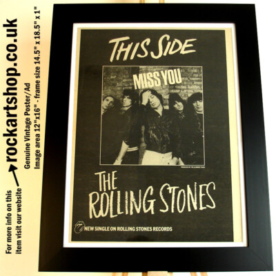 ROLLING STONES Miss You 1978 Vintage Poster Ad FRAMED Mick Jagger Keith Richards