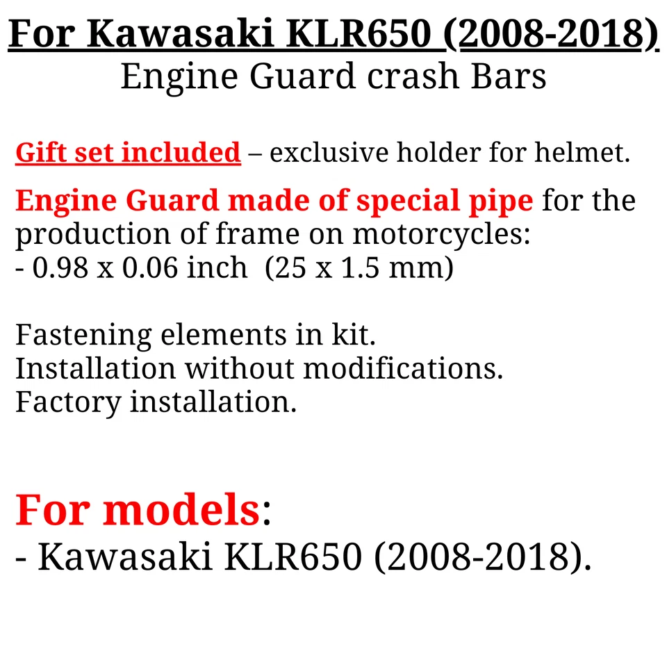 Protector motor barras choque Kawasaki KLR650 KLR 650 (2008-2018), Bonus Foto 3 de 4