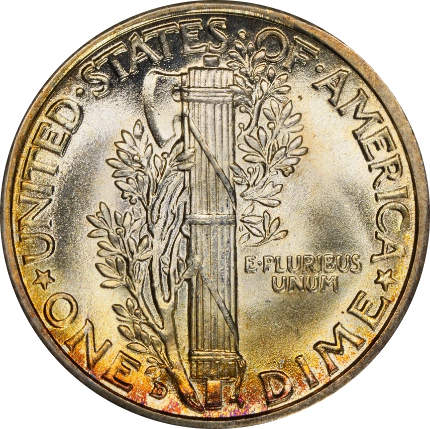 Moneda de diez centavos Mercury 1934-D MS66FB, GRADUACIÓN PROFESIONAL 47855963 Foto 2 de 4