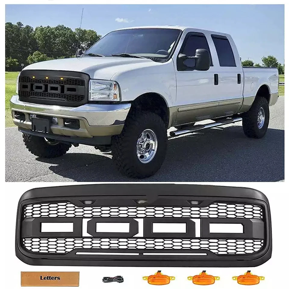 For 1999-2004 Ford F250 F350 Front Grille Upgrade Super Duty Raptor Style Grille - Image 2 of 4