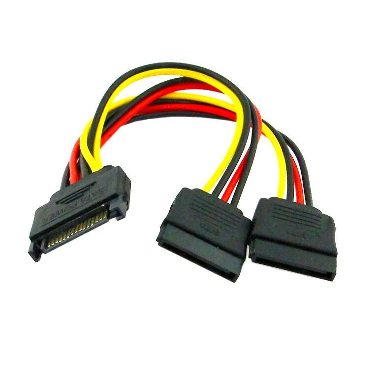 SATA 15p hard disk Power Male to 2 Female Splitter Y 1 to 2 extension Cable - Image 2 of 4