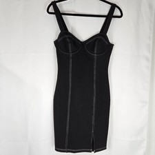 ASTR The Label Bodycon Dress White Stitch Detail Mini Dress Sz S Clubbing Party