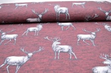 Dekostoff mit Hirschen Stoff Hirsch Landhausstoff mit Hirsch Hirschstoff weinrot