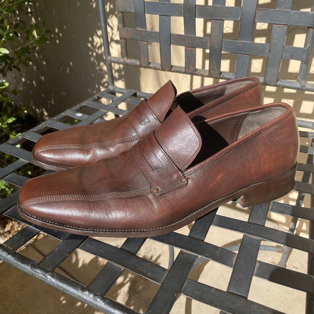 BALLY of Switzerland Brown Leather Dress Penny Loafers Men