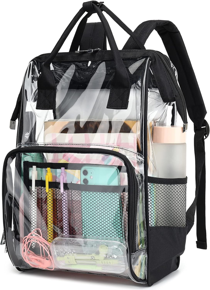 Heavy Duty Clear Backpack for Men Women, School Bag Bookbag PVC Plastic Transpar