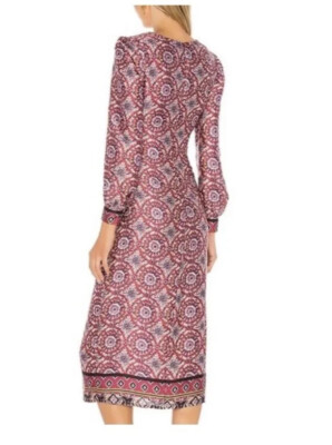 majorelle augustina midi dress Majorelle Augustina Mosaic Multi Midi Dress Front Twist Slit Back Zip Lined M