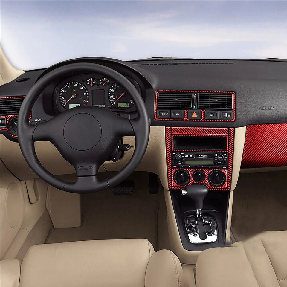 Комплект отделки чехлов для салона приборной панели автомобиля из красного углеродного волокна для Volkswagen Golf 11 шт. - Изображение 4 из 4