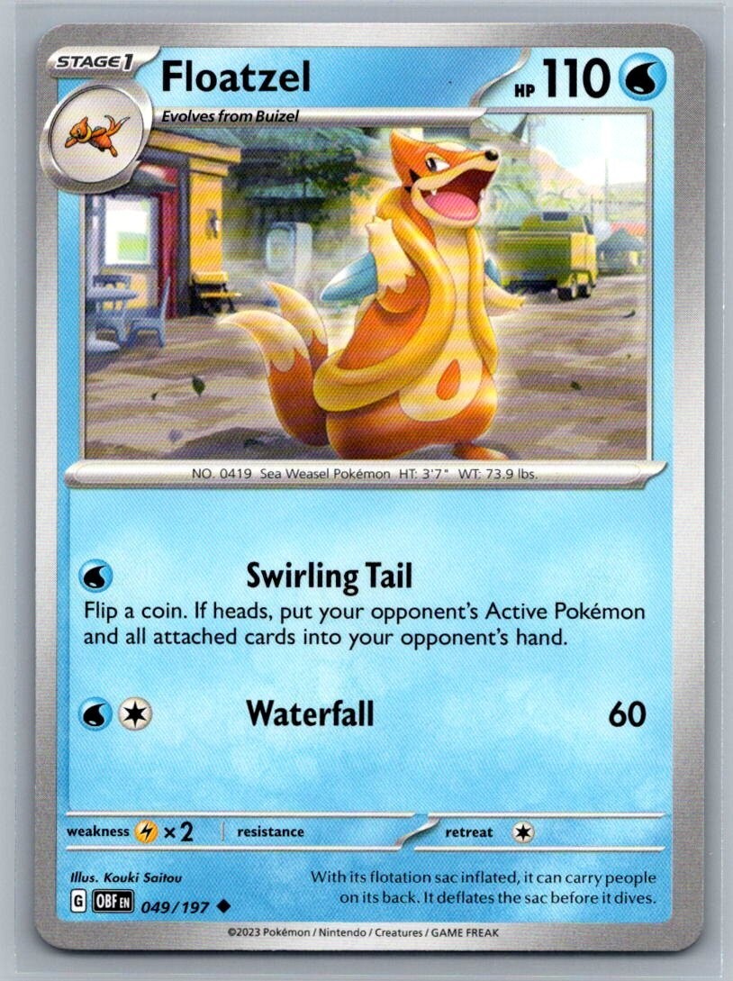 Floatzel 49/197 Obsidian Flames Uncommon Pokémon TCG 2023