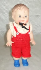 10 inch Tod-L-Tim Sun Rubber Co Boy Squeaker Doll in Blue, Vintage