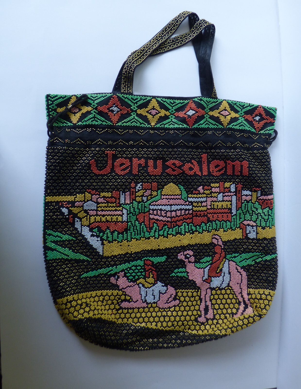 JERUSALEM Beaded Drawstring Tote Bag Souvenir Bag… - image 2