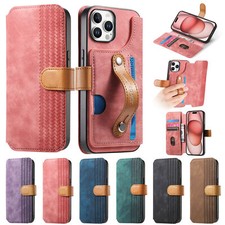 For iPhone 16 Pro Max 15 14 13 12 11 8 7 XR Wallet Card Holder Case with Strap