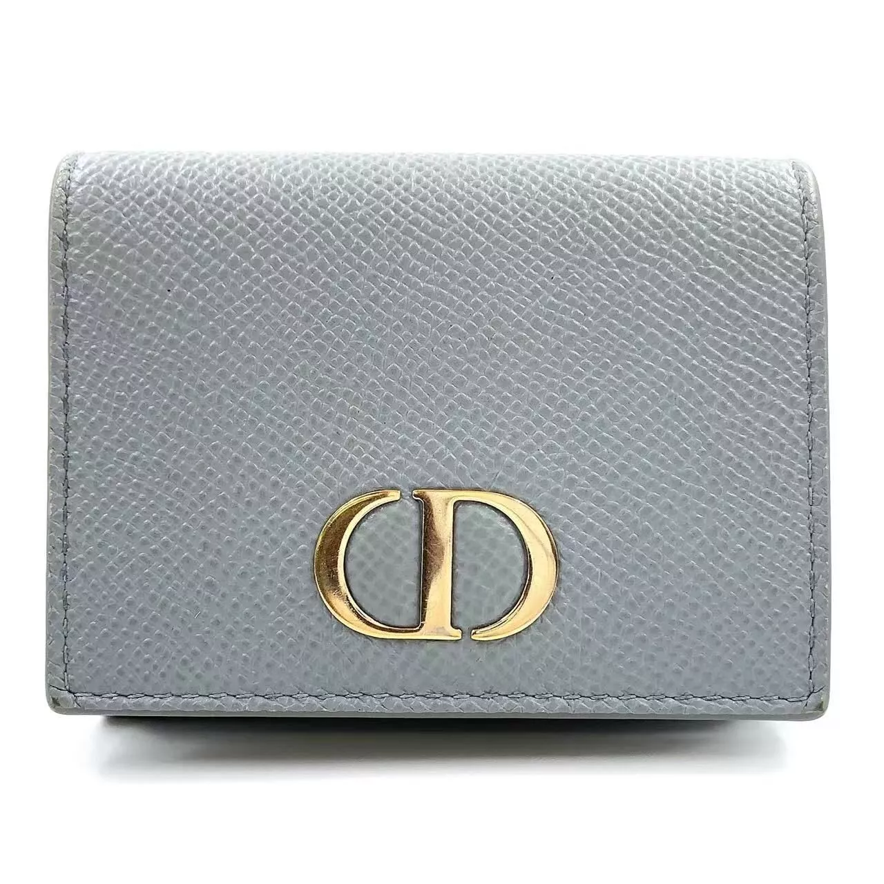 Portefeuille Christian Dior à trois volets en cuir gris