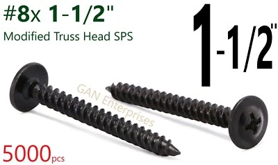 CYW ,IFG AND OTHERS Modified Truss Head Self piercing Screws # 8 x 1-1/2" K-Lath Black (5000)