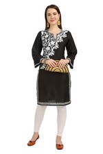 Kashmiri Embroidered Cotton Kurti with Intricate Handwork Detailing