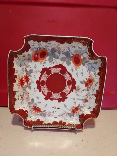 Antique Carl Knoll Carlsbad 10.75" 4 Sided Plate Circa 1848-1864 "Beehive" Mark