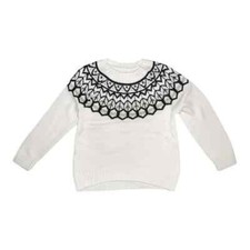 Gymboree Girls Ivory Fair Isle Sweater Tight Knit Black Gold Sparkle Small NWT