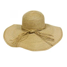 STRAW BIG RIM HAT - W/ MULTI-STRING BOW - HT-SHA50203