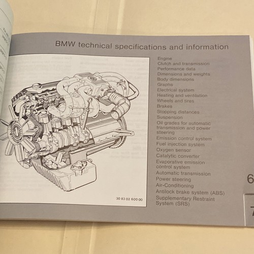 Original BMW 325 325e 325es Owner’s Handbook Service Booklet NOS OEM 01479750757 - Picture 11 of 12