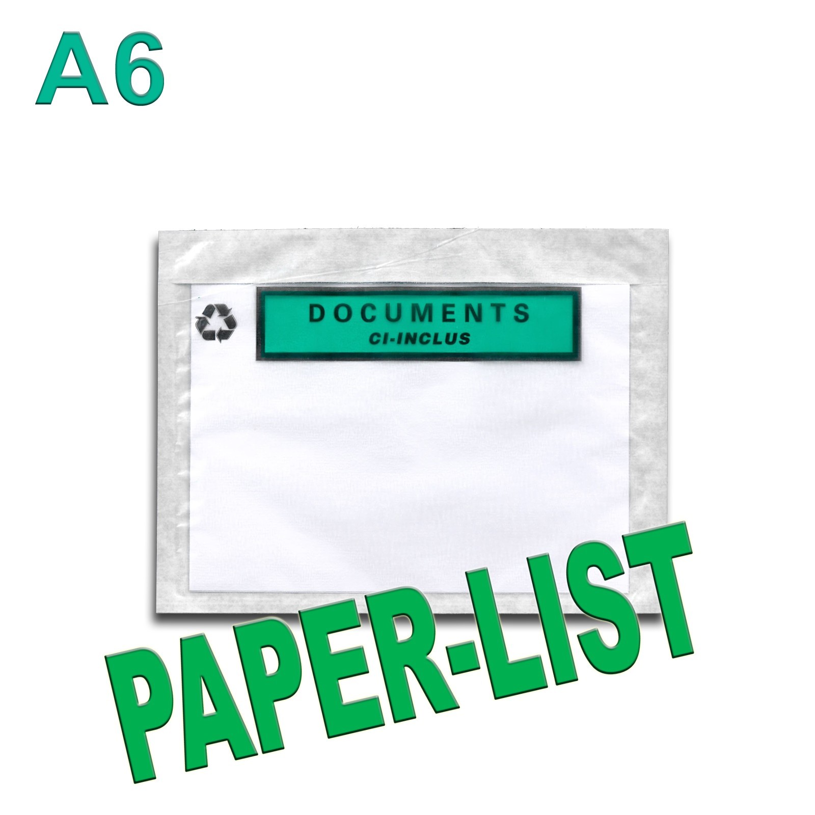 Pochettes PAPER-LIST A6 Documents ci-inclus à forte adhérence tout support