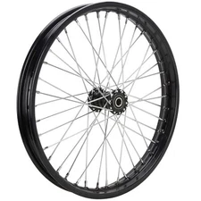 Lowbrow Customs Black 21" Ribbed Spool Hub Chopper Wheel 3/4" bearings