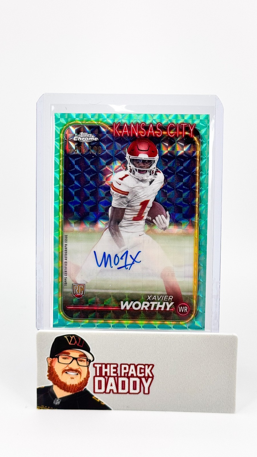 2024 Topps Chrome Xavier Worthy RC Aqua Sonar Auto /199 #RA-XWO