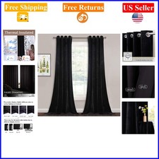 Black Velvet Grommet Curtain Panels 52x84 Inches, Pack of 2, Blackout  Insul...