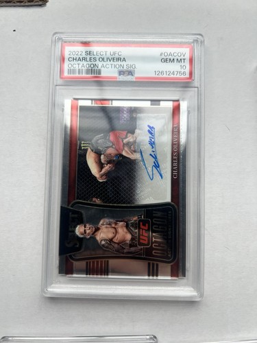 2022 Panini Select Octagon Action Autograph Charles Oliveira #OA-CAV PSA 10