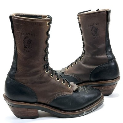 CHIPPEWA Packer Logger Boots Mens Boot Size 7.5 Brown Black Leather FANTASTIC!!