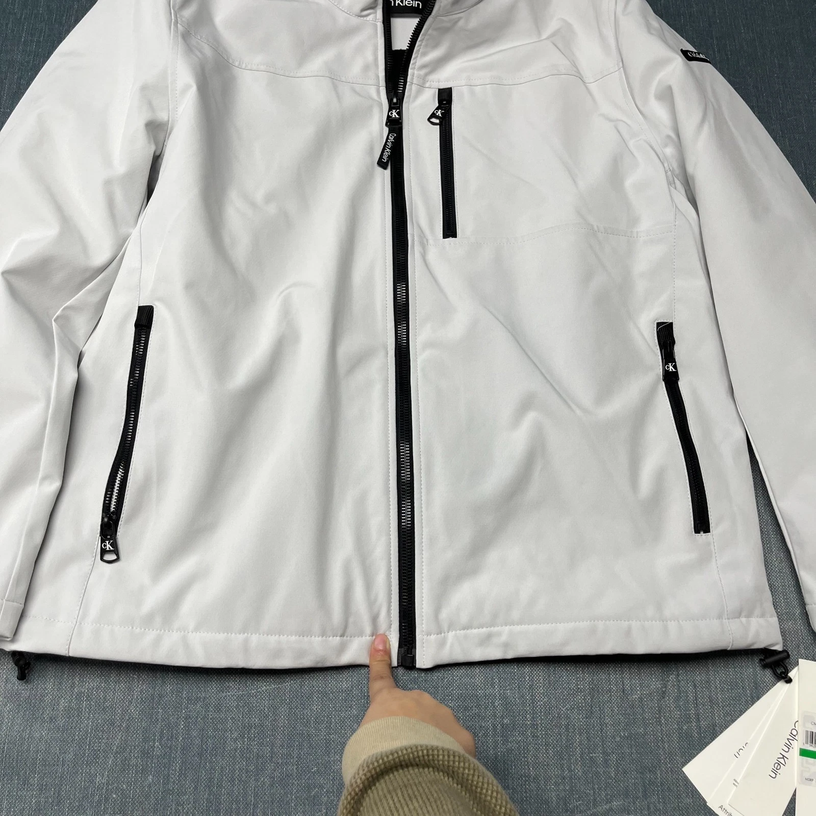 Calvin Klein Men's Jacket Size L White Full Zip Softshell Stretch Coat NWT image 3