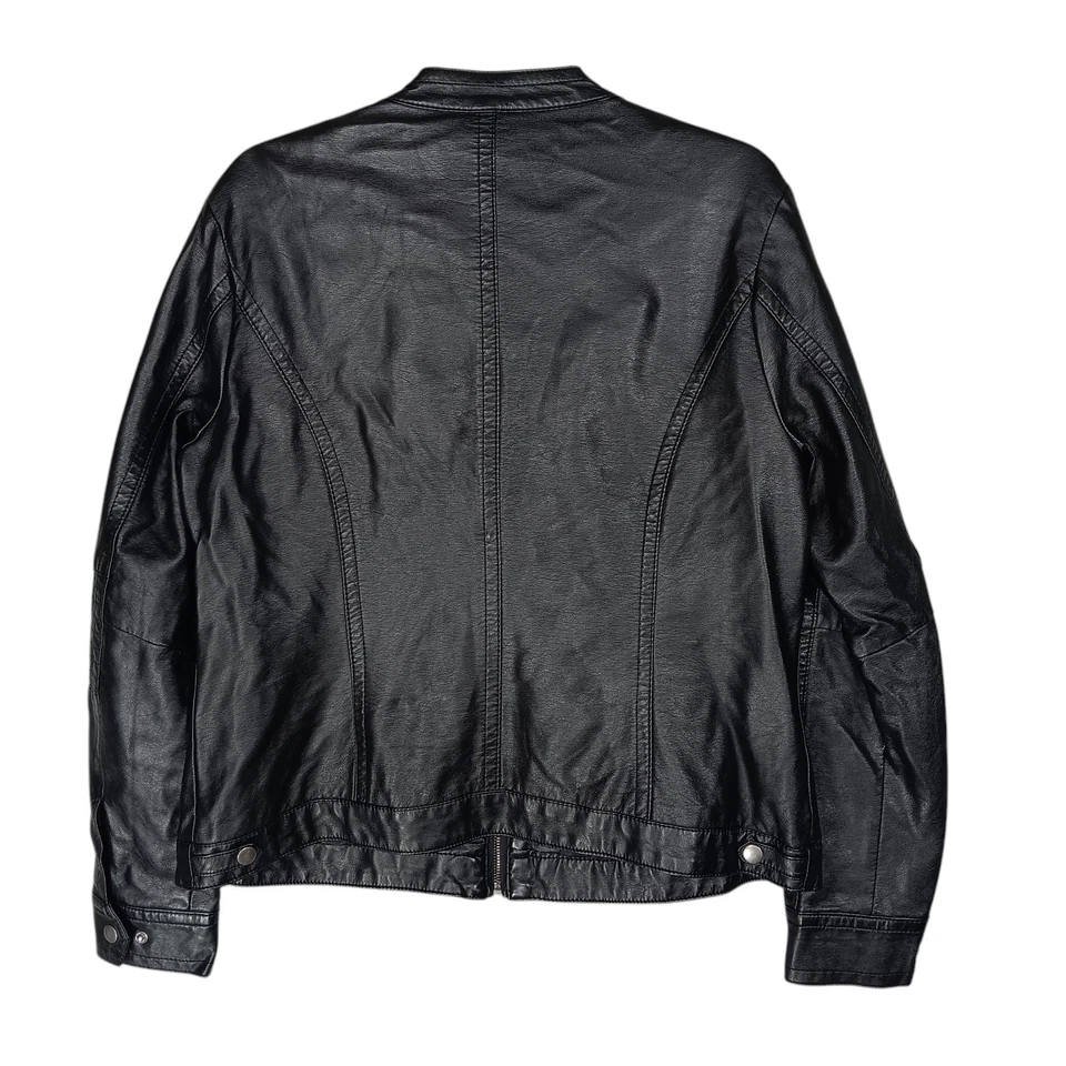 Apt 9 Faux Leather Moto Biker Jacket Size Large Black Fully Lined Zipper Closure - Image 2 of 4