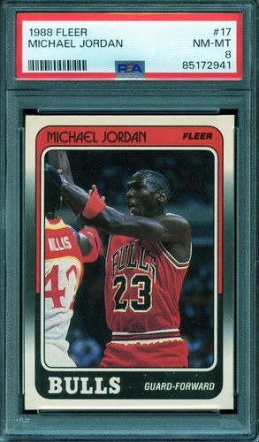 1988 Fleer MICHAEL JORDAN #17 Basketball Card PSA 8 NM-MT