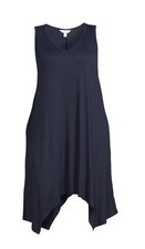 Terra & Sky Sharkbite Plus Size 3X Sleeveless Dark Blue Knit Dress - Nightgown
