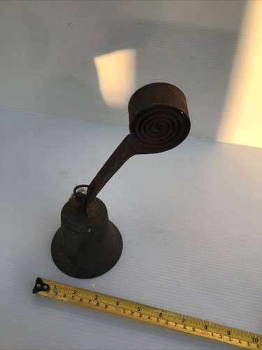 Vintage Brass Door/shop Keepers Bell With Metal Coiled Hanging Arm. - Picture 4 of 12