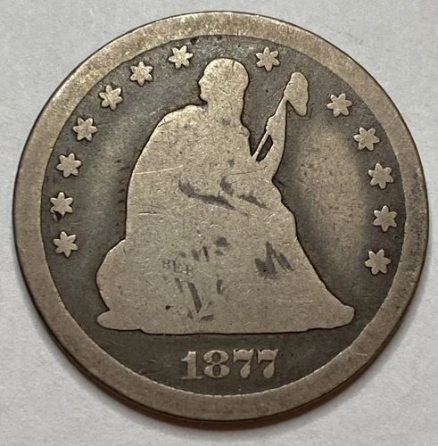 1877 CC - Seated Liberty Quarter - VG - Exact Coin Imaged #SL197