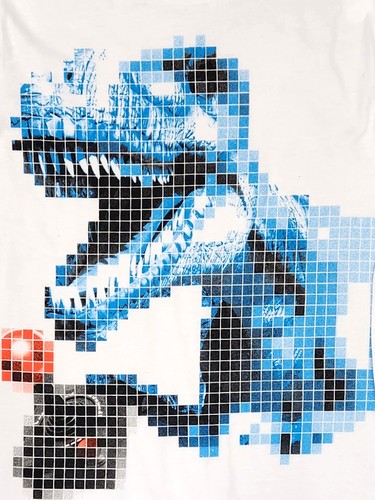 Boys White & Blue Pixelated Dinosaur Gamer Long Sleeve T-Shirt M 7/8 - 第 2/2 張圖片