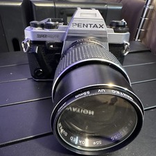 Pentax Super Program Silver 35mm SLR Film Camera w/ Maxtec 135mm Lens