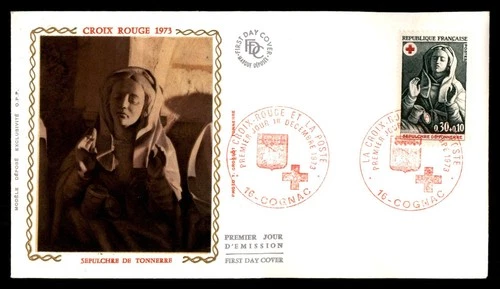 Mayfairstamps France FDC 1973 Sculpture Woman Red Cross First Day Cover aaw_6309