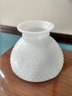 Vintage Milk Glass White Hobnail Hurricane Oil Or Electric Glass Dome Lamp Shade