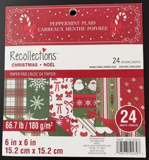 PEPPERMINT PLAID 6X6 SCRAPBOOK PAPER PAD 24 SHEETS ~ RECOLLECTIONS