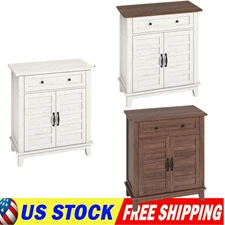 Farmhouse Storage Cabine 3-Tiers Adjustable Shelf Kitchen Organizer W/ 7 Gears