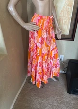 Abel the Label Womens Smocked Tiered Tropical Skirt sz L