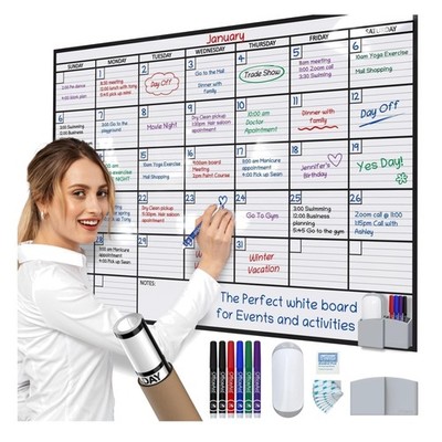 Large Erasable Wall Whiteboard - Jumbo Monthly Planner with Markers Included