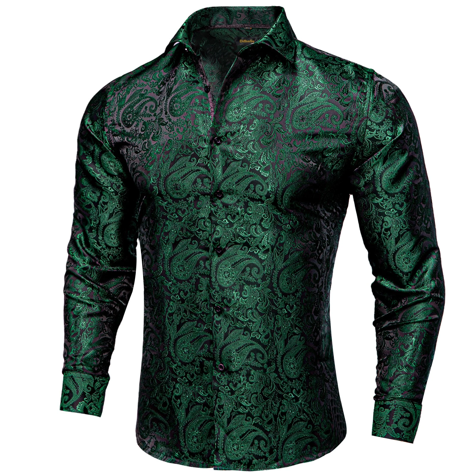 Mens Dress Shirts Long Sleeve Solid Paisley Floral Casual Button Down Wedding