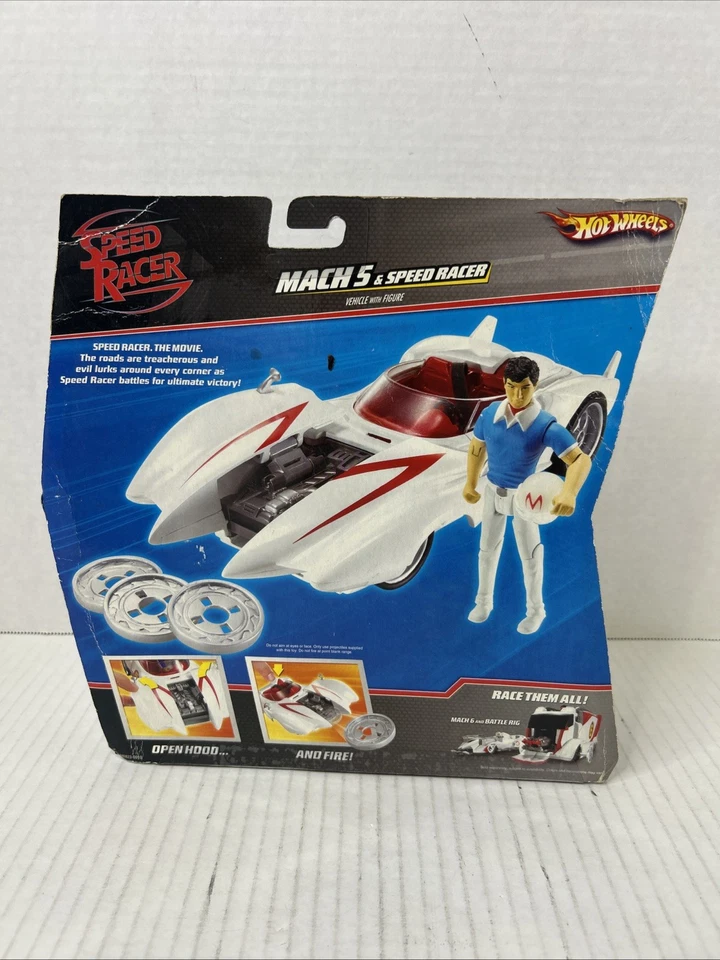 Hot Wheels SPEED RACER Mach 5 Car & Speed Racer Figure & SawBlade Launcher Z6 - Image 2 of 3