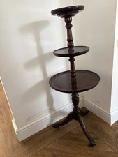 Victorian Mahogany Three Tier Shelves Dumb Waiter With Paw Feet on Castors 