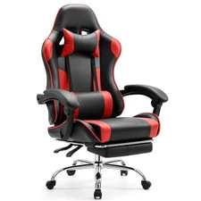 Video Game Desk Chair - Ergonomic Computer with Footrest and Comfy Lumbar , P...