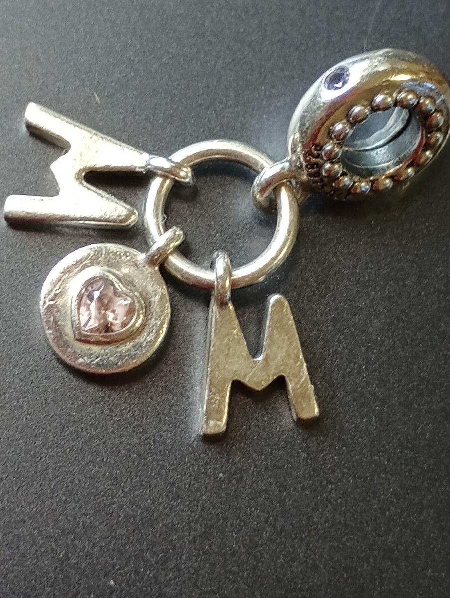 Retired Pandora Perfect Mom Dangle Charm Pendant w/ Pink & Lilac