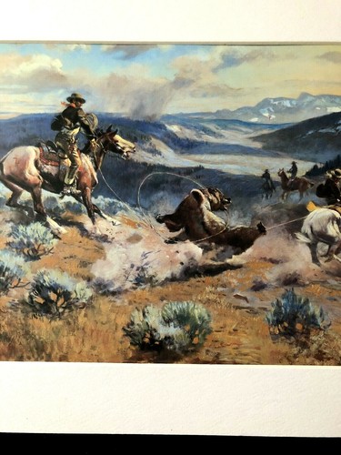 Charles M Russell "Loops and Swift Horses are Surer than Lead" 11 x 14 Matted - 第 2/3 張圖片